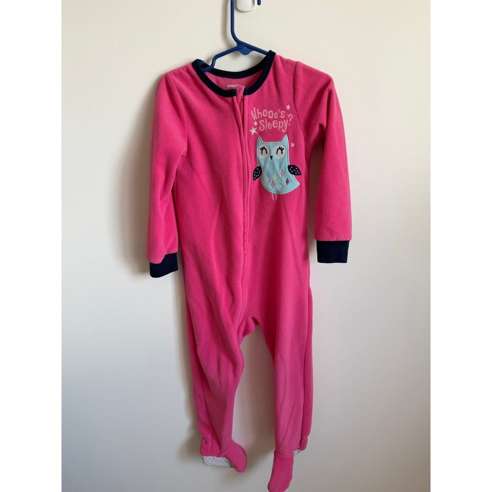 Absorba Girls Pink Fleece Footed Pajamas Owl Whooos Sleepy Sleeper 4T